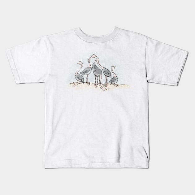 Ostrich Gathering Kids T-Shirt by trippyart